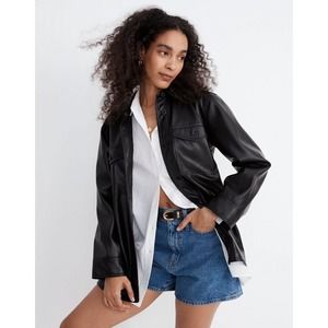 Madewell Faux Leather Oversized Shirt Jacket Shacket XS
